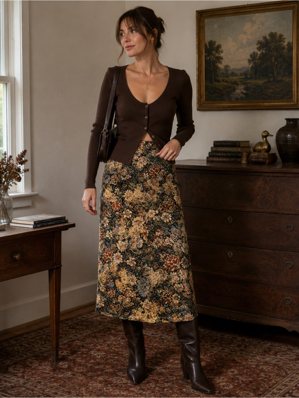 Vintage Abercrombie & Fitch Floral Tapestry Skirt Size 10